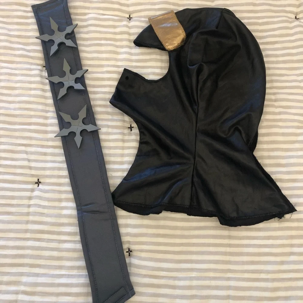 Ninja costume for kids black some gold and gray